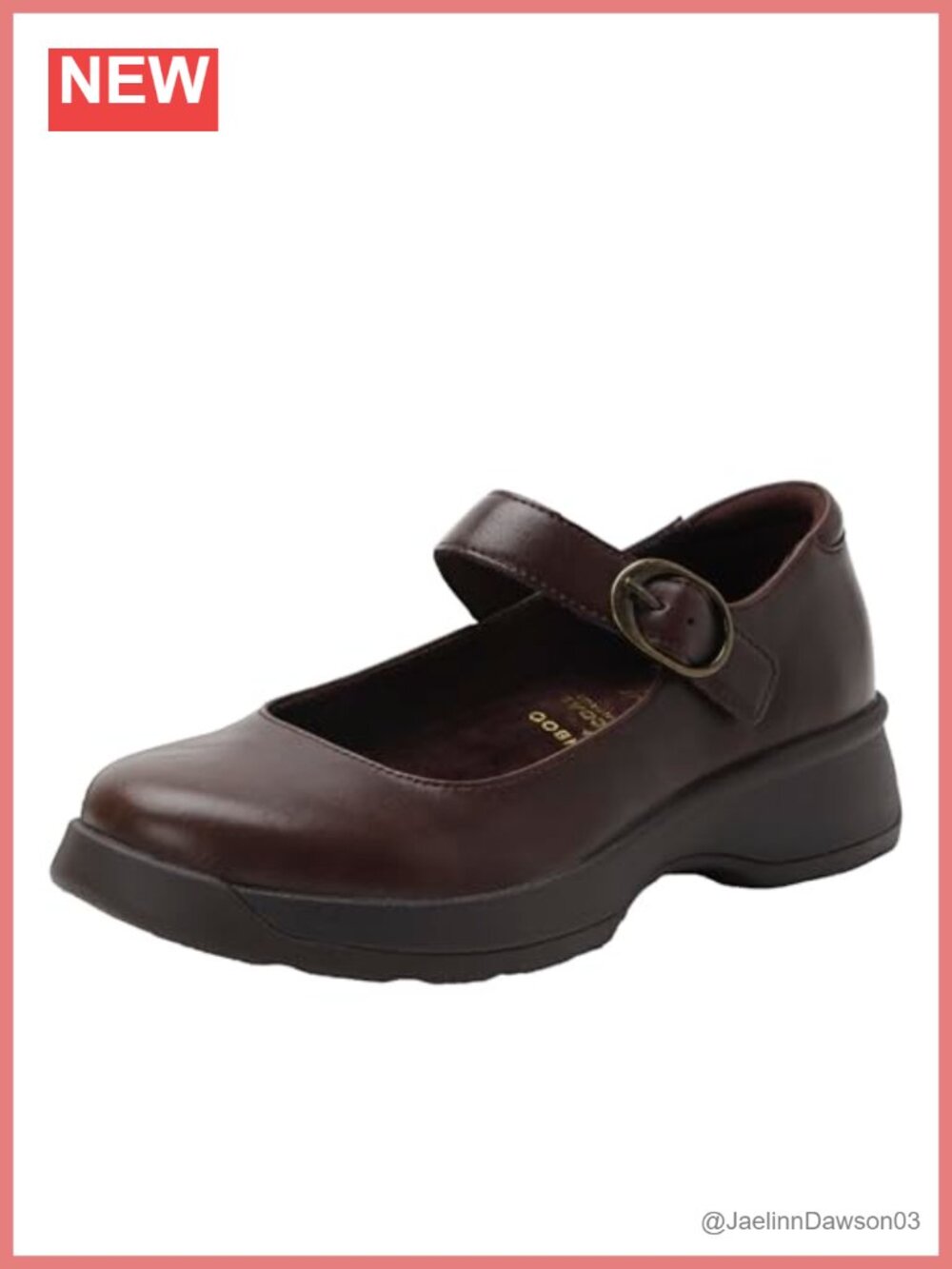 Mary Jane Flat Leather Adjustable Strap Slip Resistant